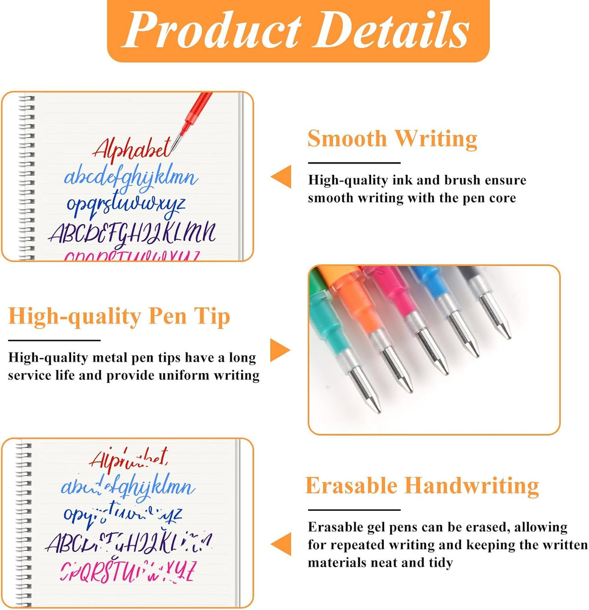 0.7 mm Erasable Gel Ink Pen Refills Compatible with Frixion Friction, Smooth Writing Multicolor Retractable Fine Point Pen Refill for School Office Home Art (8 Colors, 40)