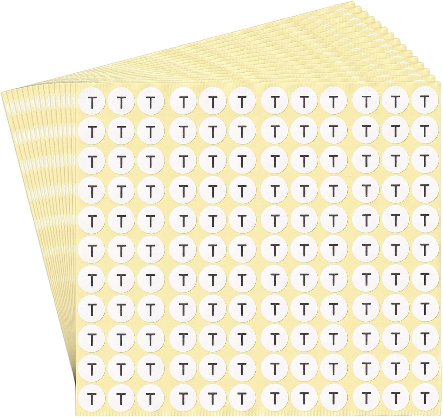 dealzEpic - Alphabet Stickers of The Letter T - Small Round Paper Self-Adhesive Peel and Stick Letter Labels - Set of 15 Sheets