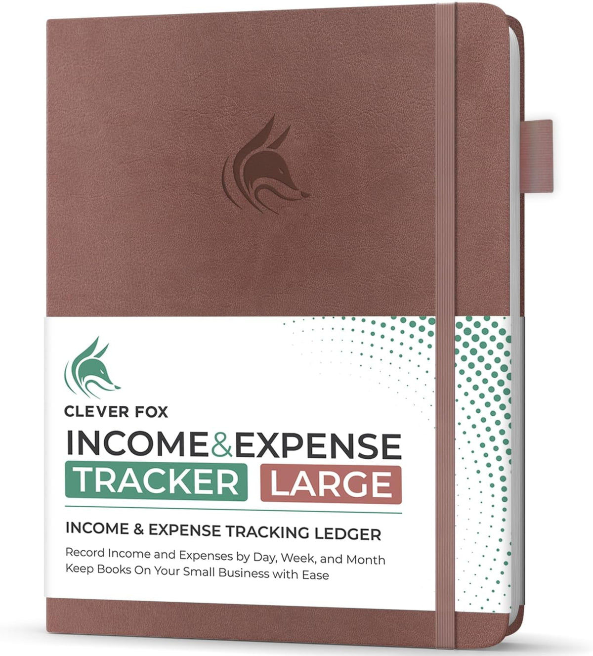 Clever Fox Income & Expense Tracker Large – Accounting & Bookkeeping Ledger Book for Small Business – 2-Year Record Notebook, A4 (Dark Terracotta)