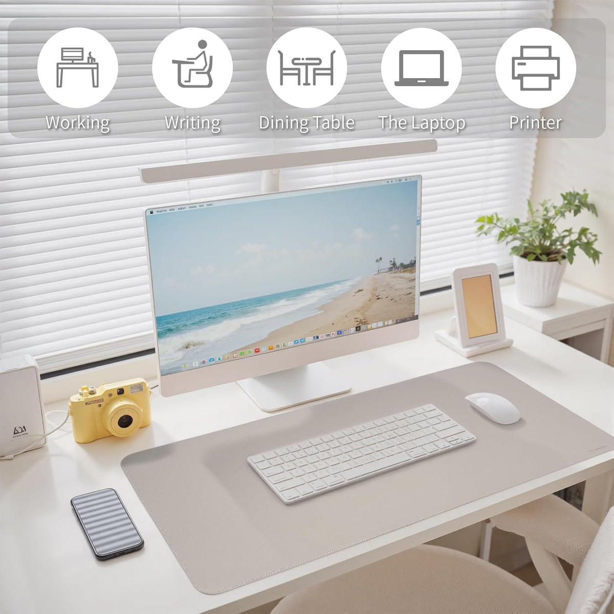 Oversized Non-Slip Desk Pad Protector – Grips Desk Firmly, Anti-Slip Like You've Never Seen! Vegan Leather Waterproof Laptop Mat for Keyboard & Mouse – Large Office Pad– Stone Gray