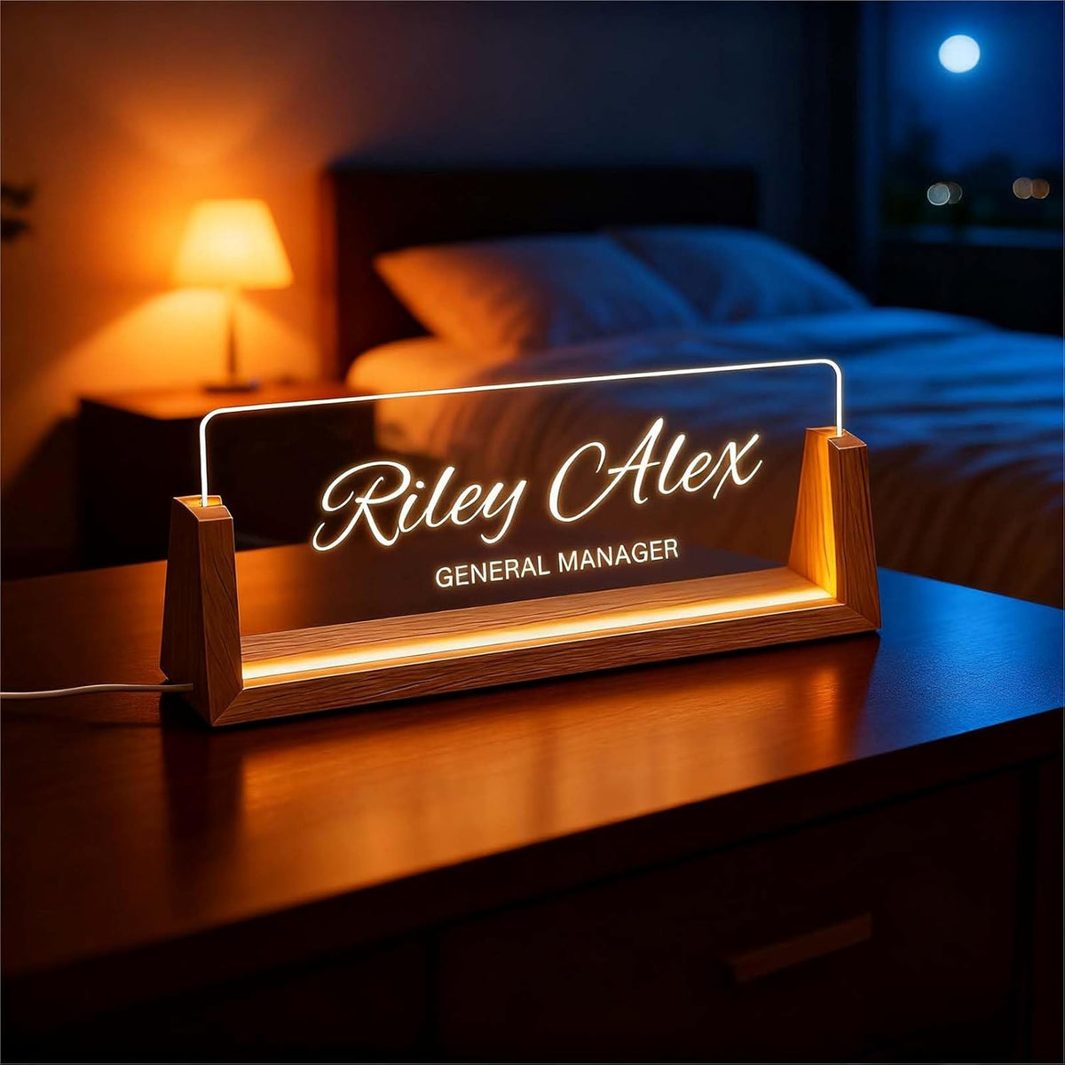 Personalized Light Up Acrylic Desk Sign, Custom Name Plate for Office Desk, Corporate Gifts for Employees Coworkers, Professional Appreciation Present
