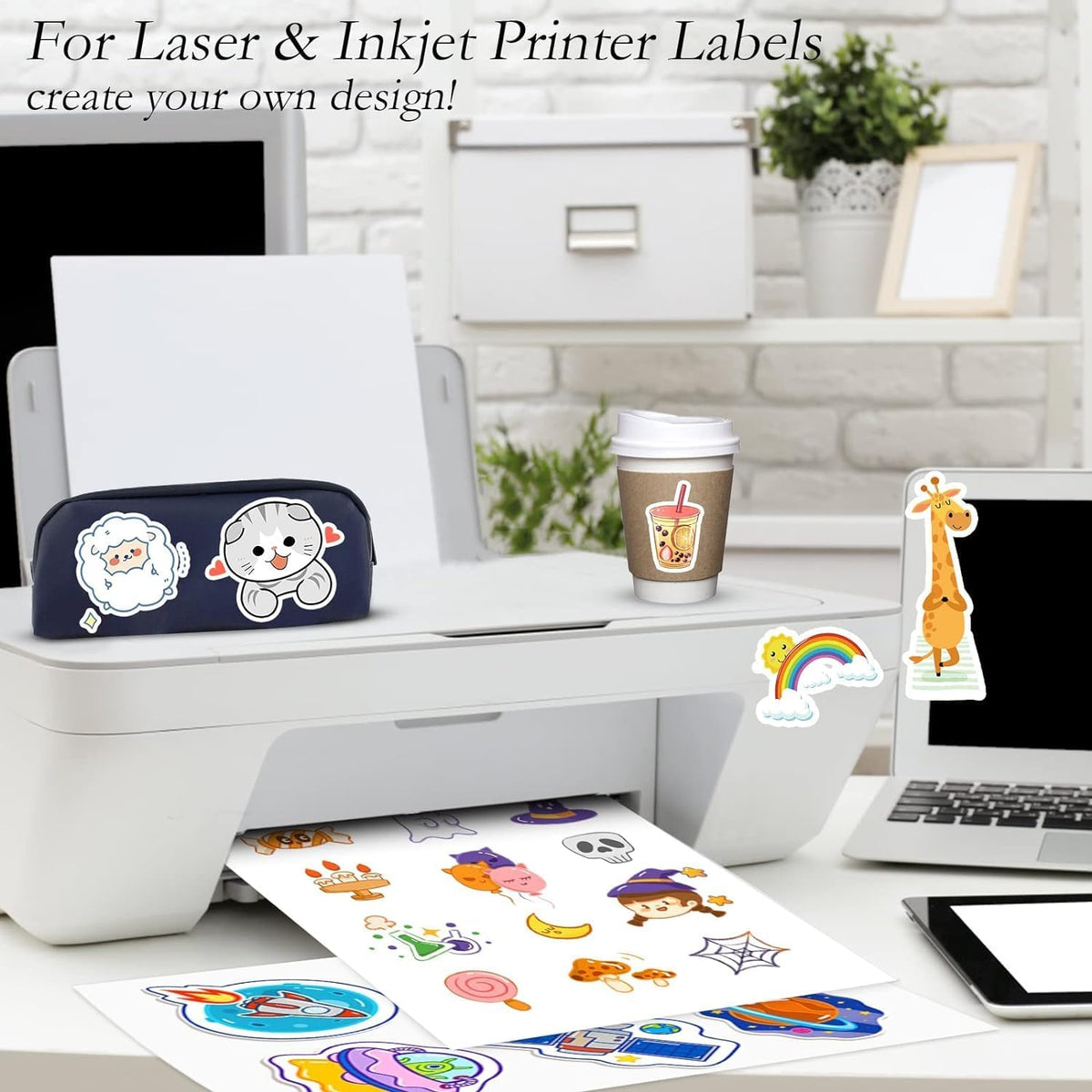 30 Full Sheets Sticker Paper for Laser & Ink Jet Printers, 8.5" x 11" Full Sheet Address Shipping Labels