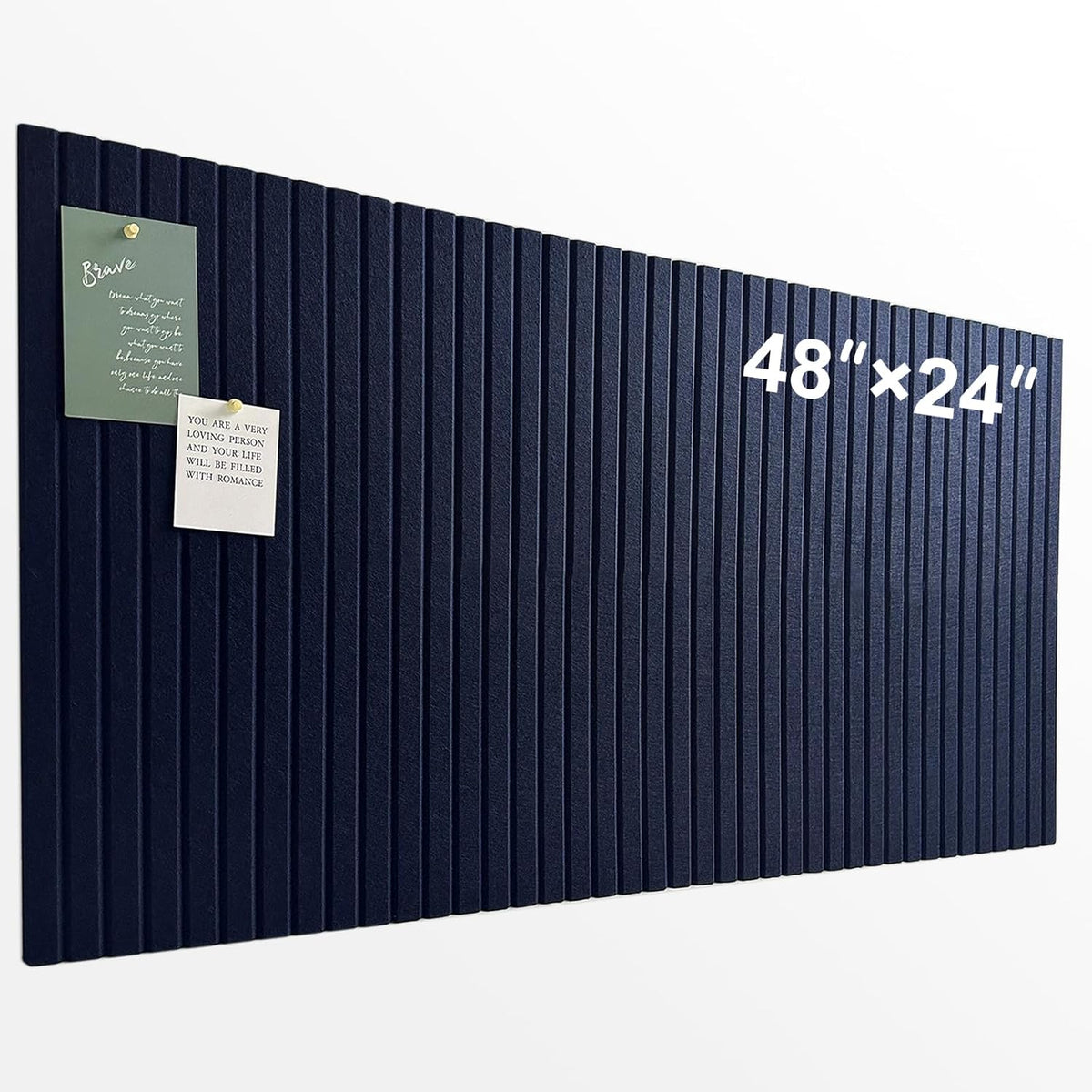 Large Cork Board for Office,8 Pack Felt Wall Tiles with Slat Wall Paneling,Felt Bulletin Board Pin Board Cork Boards for Walls - Dark Blue