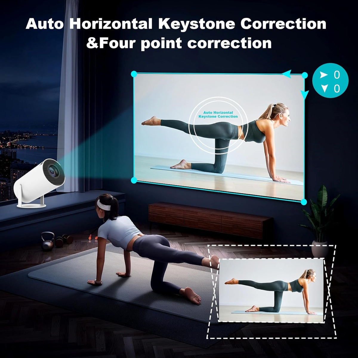 Mini Projector, Support 4K 1080P Portable Projector with Dual Band WIFI6 5G Wireless 5.2 Bluetooth Android 11, 200 ANSI Lumens, 180° Rotatable, Auto Keystone Correction,35"-130" Screen Video Projector