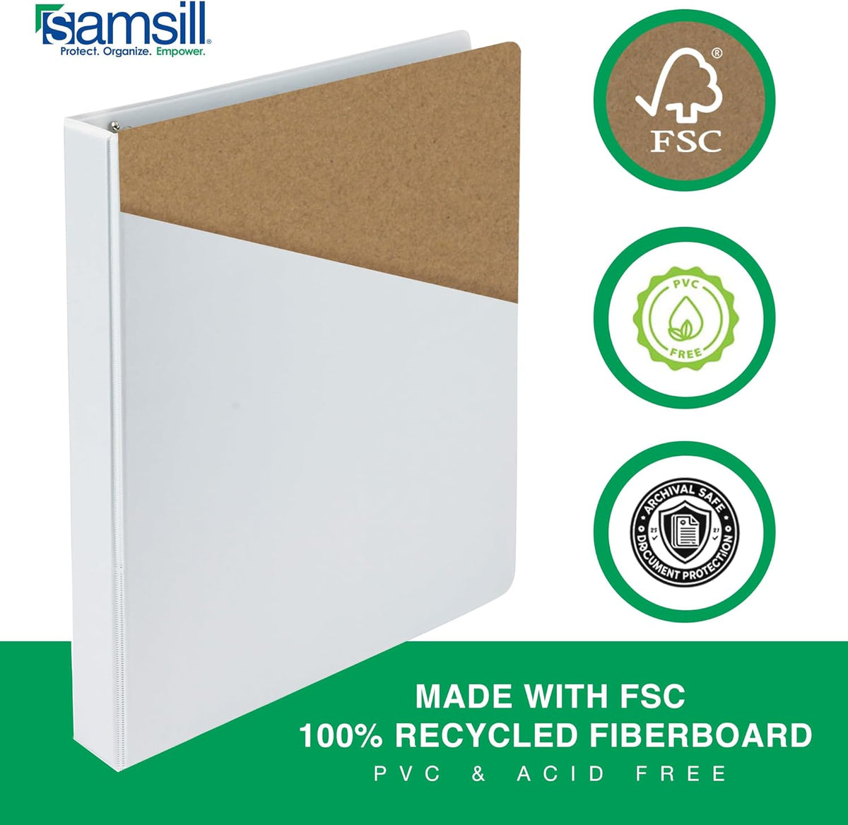 Samsill 1 Inch 3 Ring Binders, Made in USA, Economy Round Ring, Clear View Cover, 200 Sheet Capacity - for School, Home, Office - White, 24 Pack