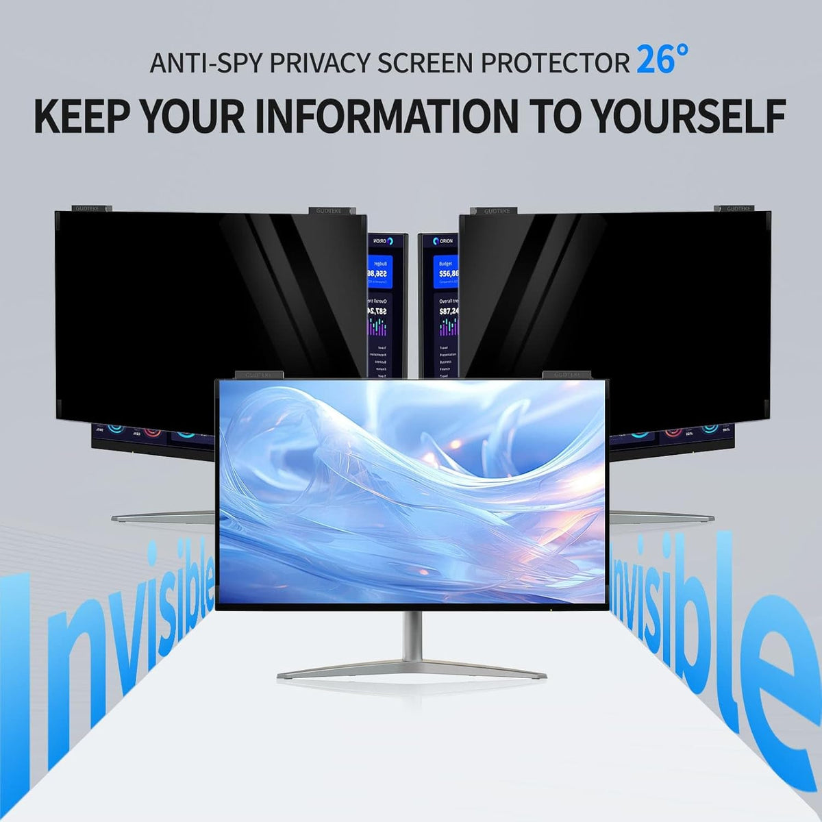 Magnetic Monitor Privacy Screen 27 inch, 9H Hanging Privacy Screen for Computer Monitor for 16:9 Frameless Monitor, Acrylic Eye Protection Anti Glare Blue Light Computer Screen Privacy Filter