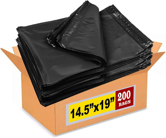iMBAPrice 200-Pack Poly Mailers 14.5x19 Inch #6 Large Black Color Poly Mailing Envelopes Bags, Self Seal Adhesive Waterproof and Tear Proof (Total 200 Bags)