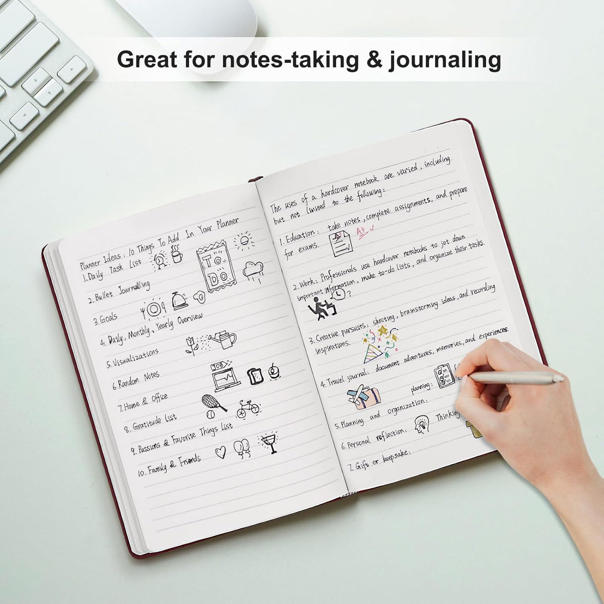 Comix Lined Journal Notebook for Women Men, Journaling Notebooks for Office School Home, Burgundy, 240 Pages, 5.5" x 8.3", College Ruled, A5, Hardcover