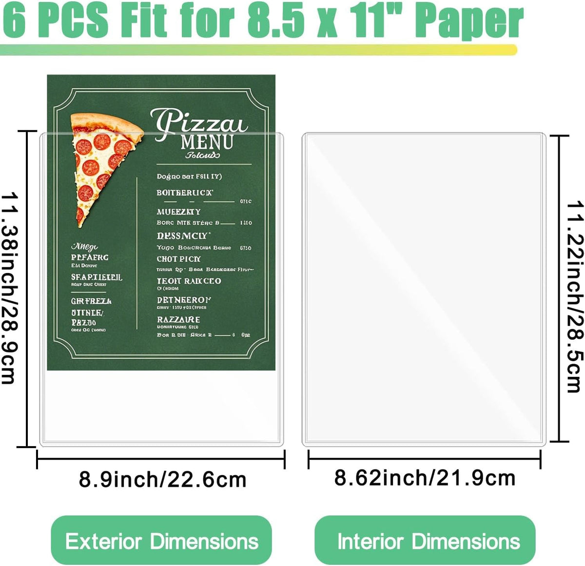 6-Pack 8.5" x 11" Rigid Print Protectors, Transparent Hard Plastic Page Sheet Protectors, Clear Plastic Sleeves for Paper Photo Poster, Protective Covers for Document Certificates