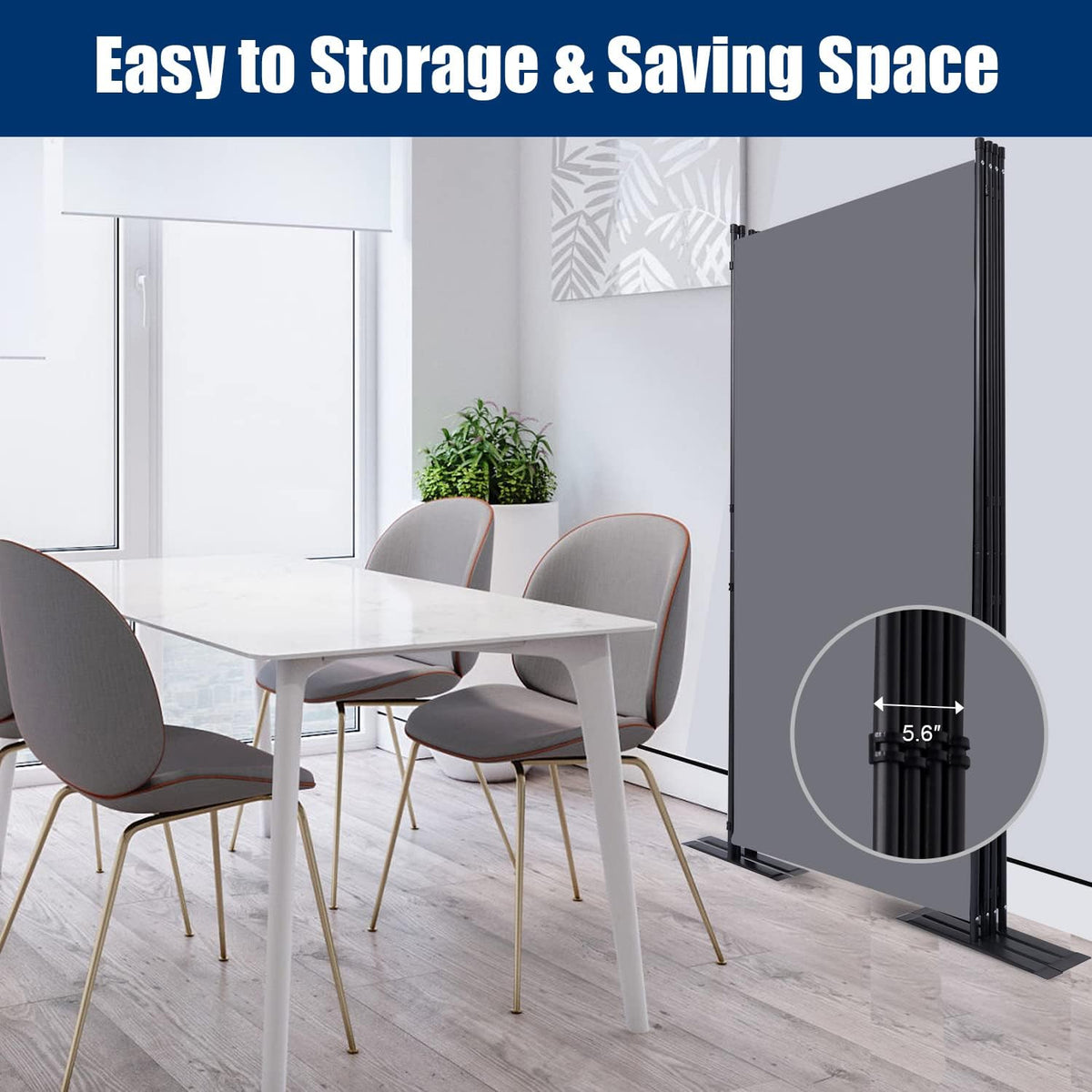 Room Divider 6FT Portable Room Dividers and Folding Privacy Screens, 136'' W Fabric Divider for Room Separation, 4 Panel Partition Room Dividers Freestanding Wall Divider Screen for Dorm Studio Office