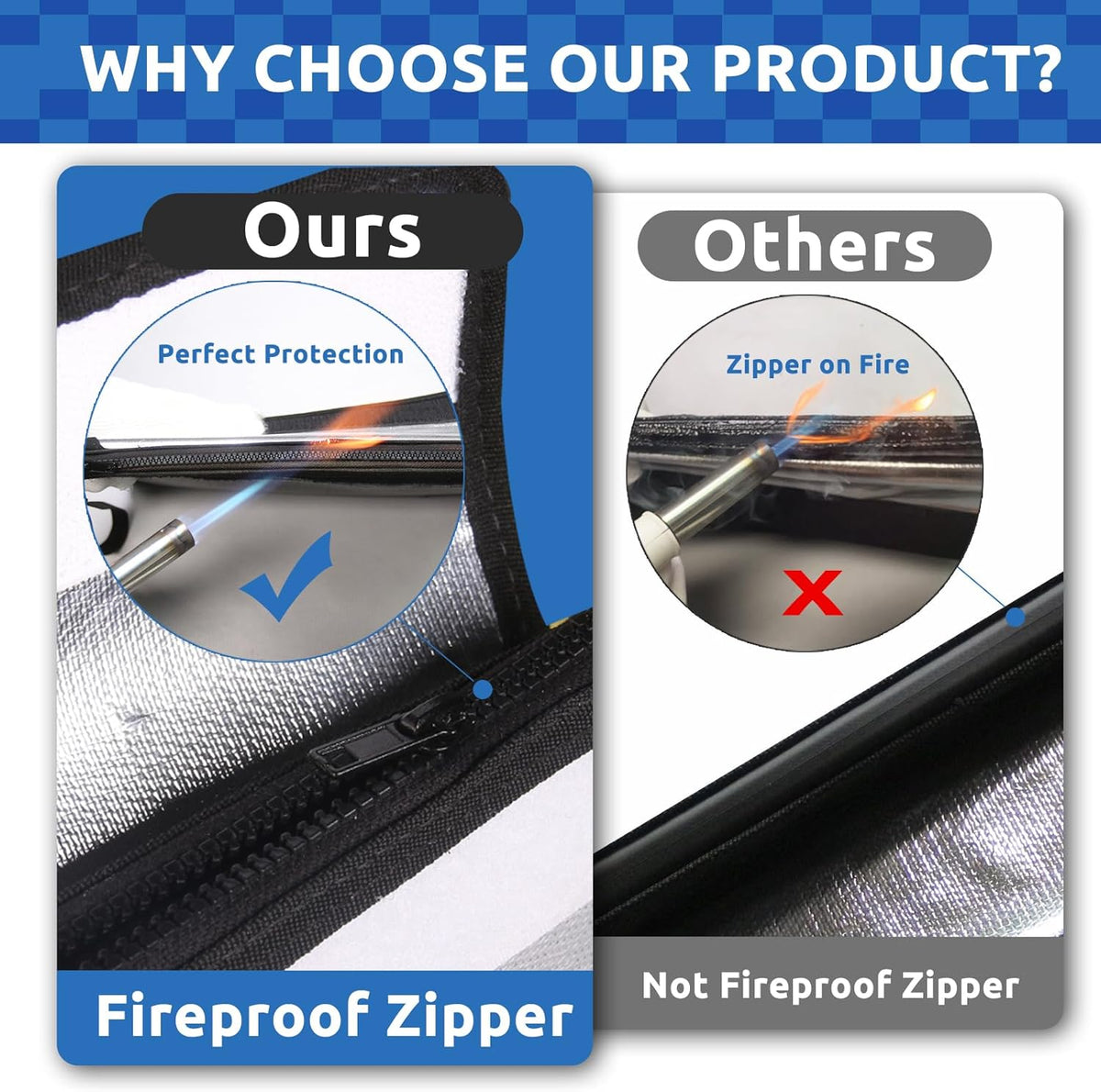 Upgraded Fireproof Document Bag - with 6200°F Heat Insulated, Fireproof Money Bag for Cashwith Fireproof Zipper, 9 Layers of Functional Materials, Water Fire Proof Bag Fireproof Bag (Silver, 13"x11")