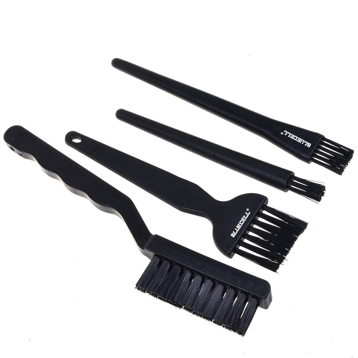 BLUECELL Set of 4 Plastic Handle Nylon Anti-Static Brushes for Cleaning Keyboard Circuit Board