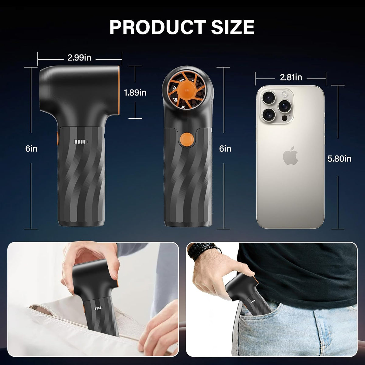 Compressed Air Duster, 260000RPM Cordless Electric Air Blower with Brushless Motor- 3-Speed Adjustable, Replaces Compressed Air Cans for Keyboard, Computer & Outdoor Cleaning
