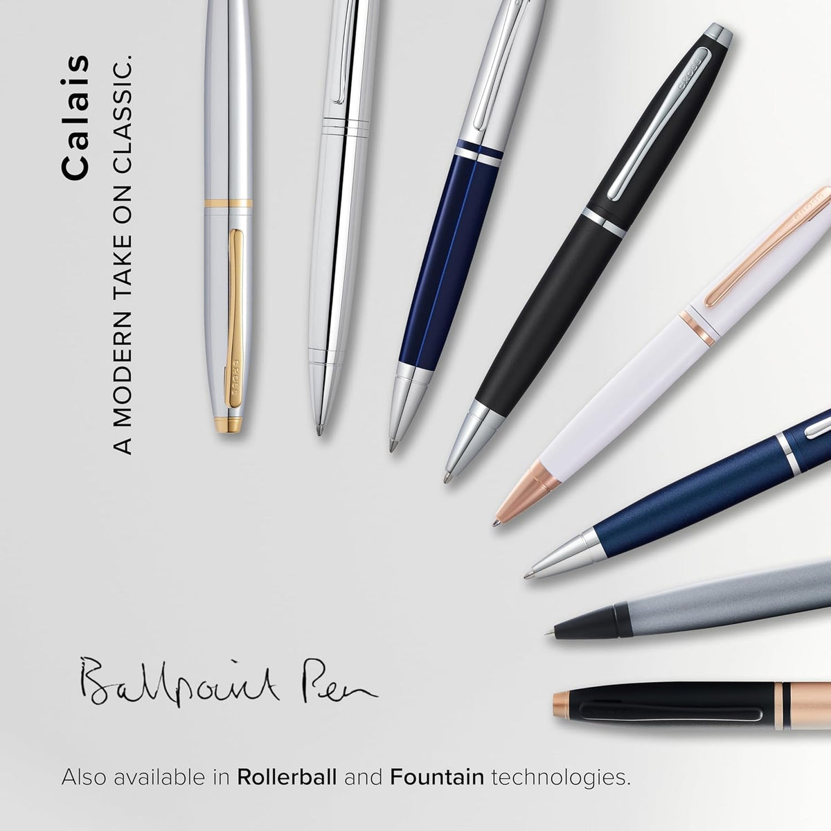Cross Calais Refillable Ballpoint Pen Presented in a Luxury Gift Box - Medium Point, Black Ink, Matte Metallic Midnight Blue