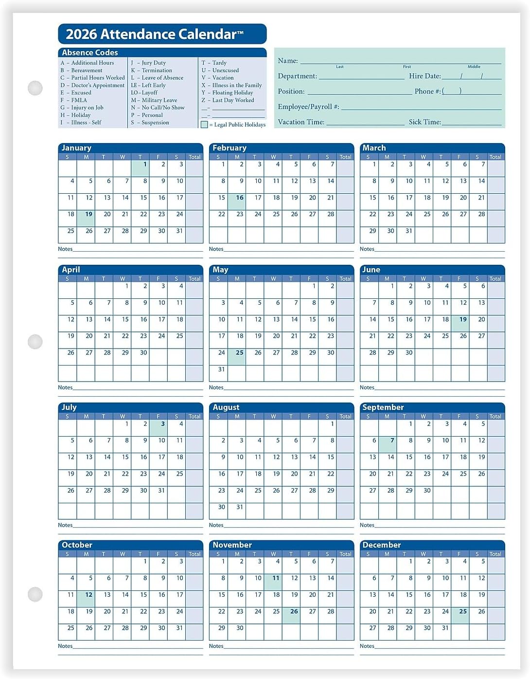 2026 Attendance Tracking Kit