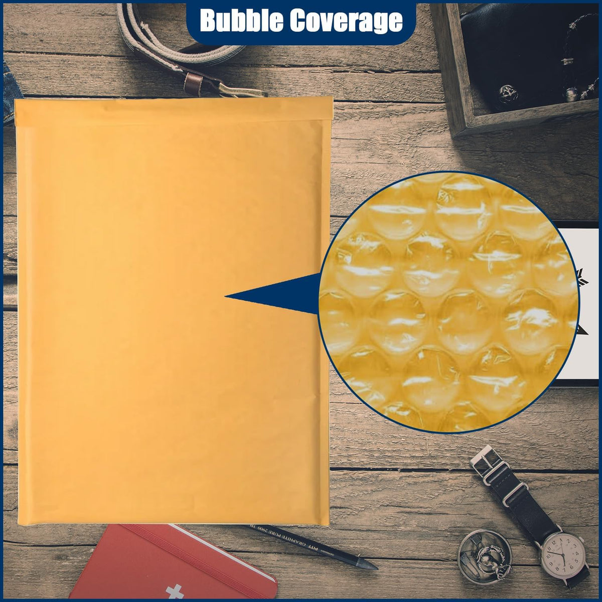 10.5in x 15in Kraft bubble mailer, ziplock mailer, yellow padded envelope, corporate waterproof padded bubble mailer for shipping, mailing, packaging (25PCS)