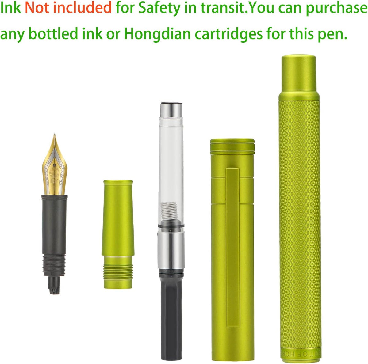 Hongdian 1851 Mustard Yellow Forest Fountain Pen Medium Nib, Classic Design with Converter and Metal Pen Case