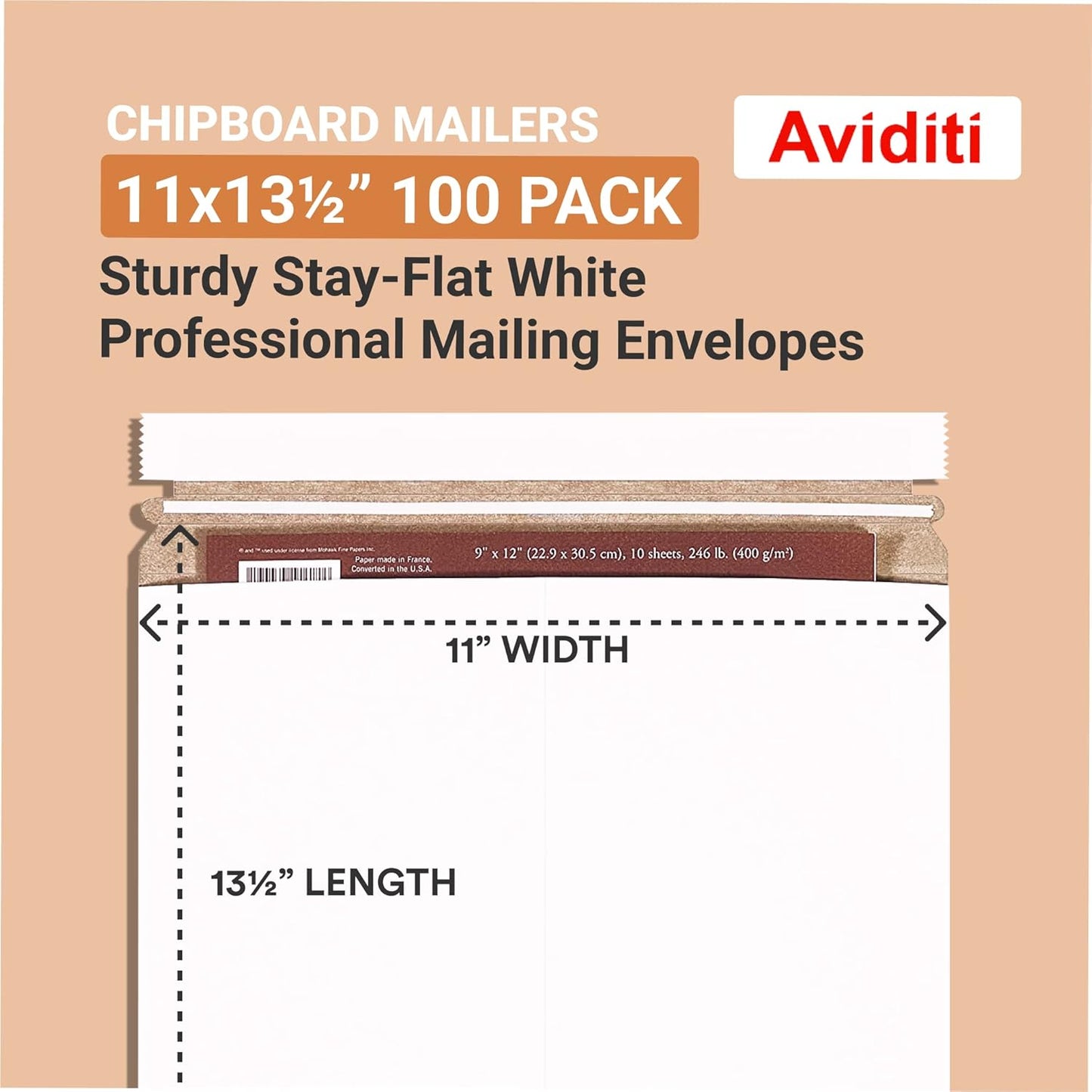 BOX USA StayFlat Mailers, 9"L x 11.5"W Pack of 100 and 11"L x 13.5"W Pack of 100 | Photo Document Shipping Storage Mailers