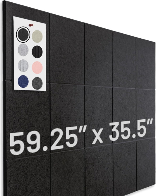 Large Cork Board for Wall 59" x 36", Black Bulletin Board | 15 Pack Felt Wall Tiles | Cork Boards for Office Pin Board Tack Board Cork Boards