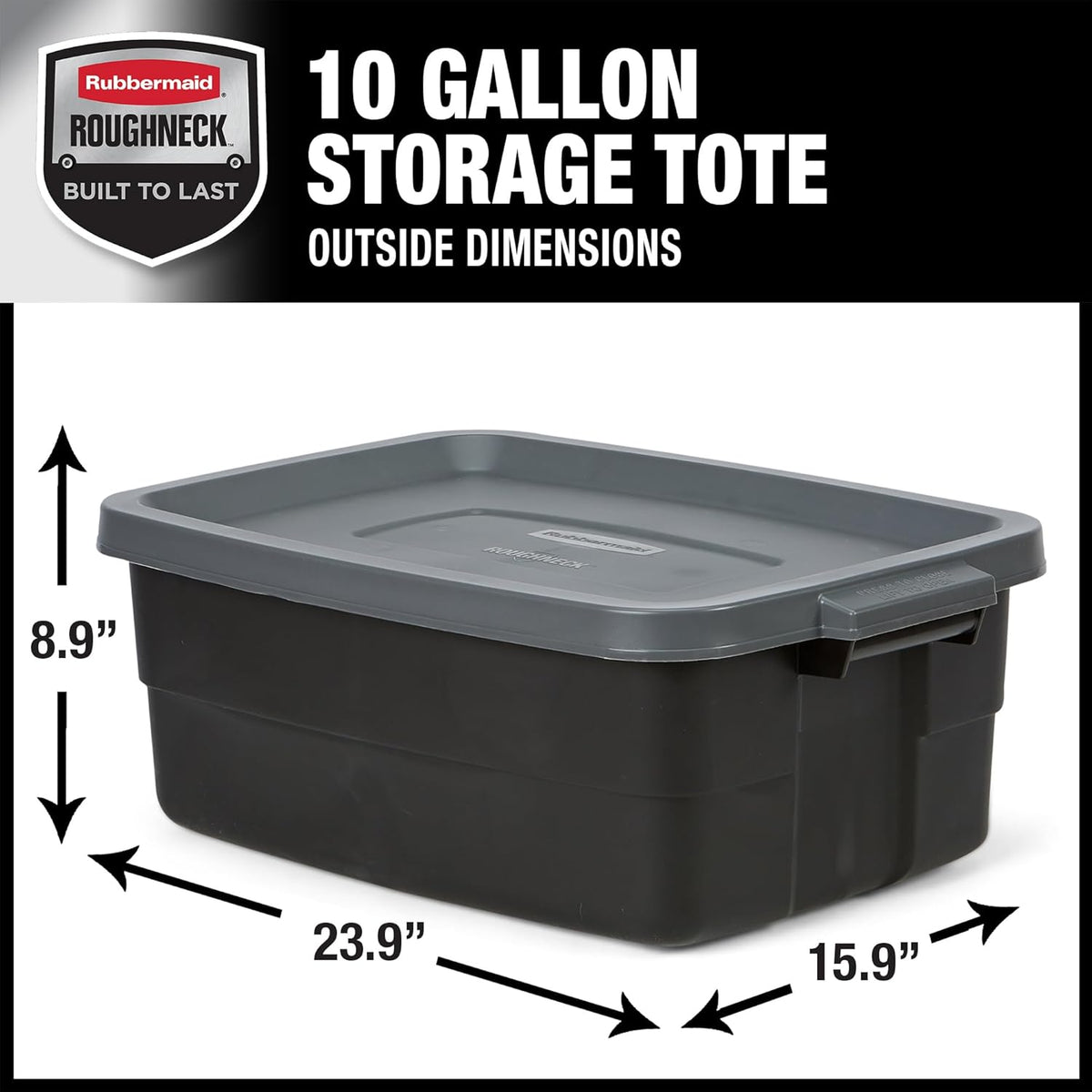 Rubbermaid 3-Pack Garage Storage Bins 18x12 Inch Heavy Duty Storage Bins, Large Capacity - USA Made Stackable Plastic Bins with Lids Black