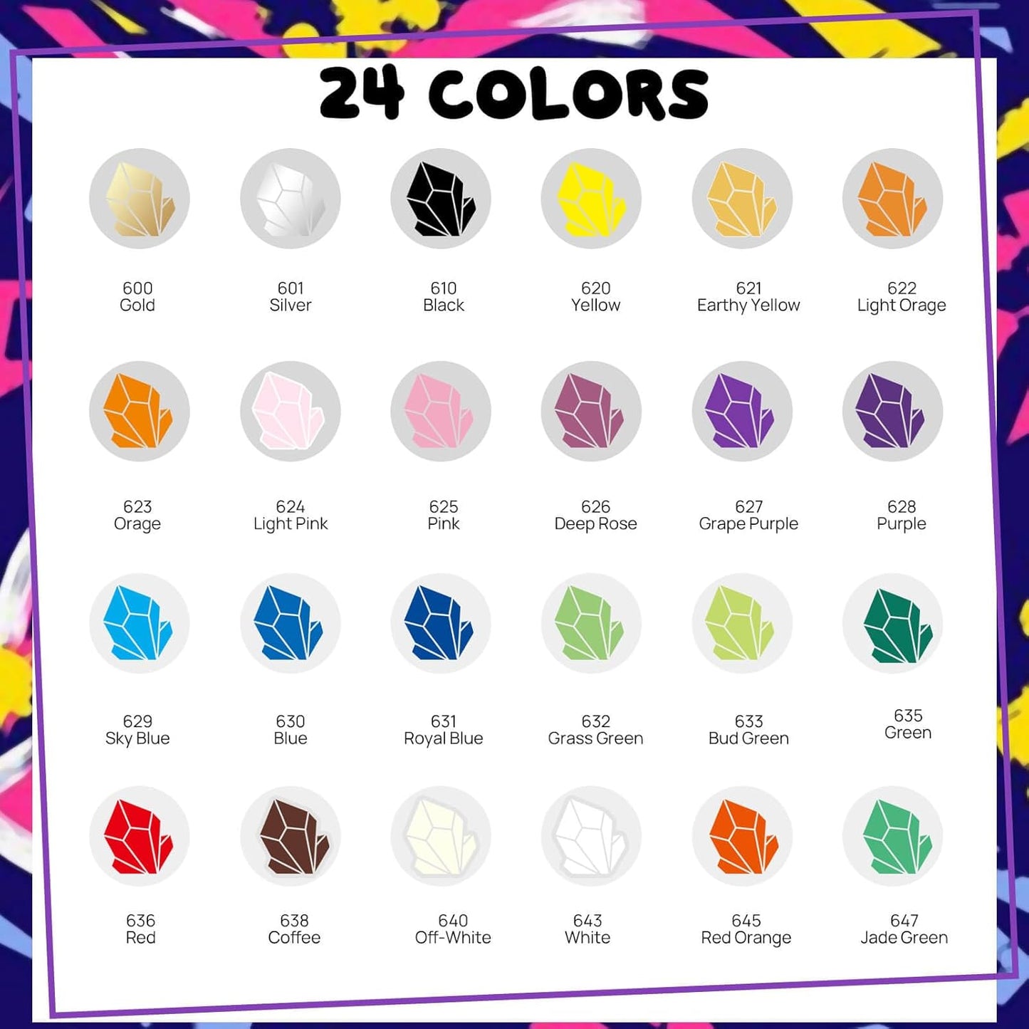 24 Colors Dual Tip Acrylic Paint Markers,Fine Tip and Brush Tip Permanent Acrylic Paint Pens For Rock Painting, Canvas, Wood, Glass, Ceramic, Fabric, Plastic, Egg, Scrapbook,Art Painting Supplies Kit