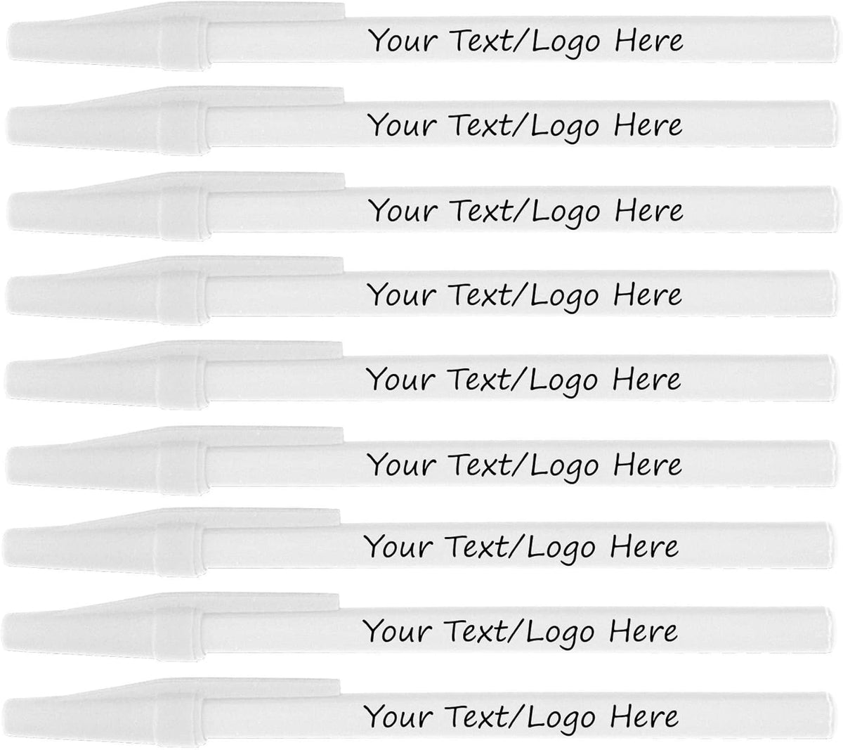 Personalized Stick Pens With your Custom Logo or Text-500 Pack Bulk-for Businesses, Parties, and Events, Custom Printed Slim Ballpoint Pens Colored with Cap, White, Black Ink