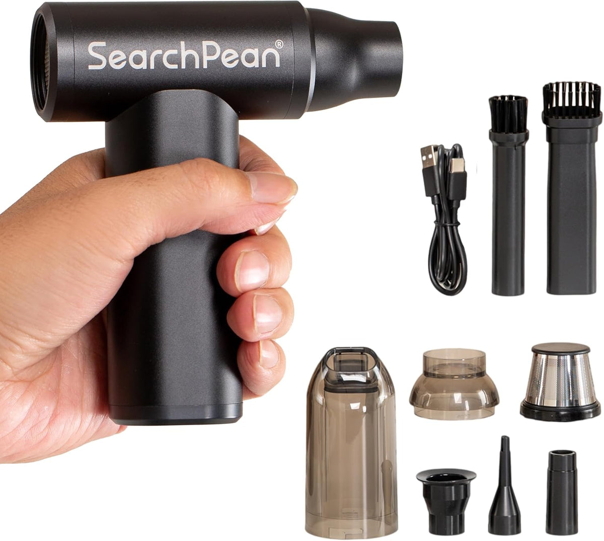 Mini 4 in 1 Compressed Air Duster & Vacuum, 150000RPM with Strong Suction Rechargeable Cordless for Home Coffee Bar Grinder Keyboard Computer Car Aeolus