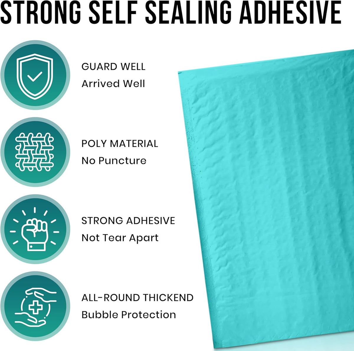 Levex - #0000 4" x 6" [10 Pack] Teal Poly Bubble Mailers, Padded Envelope Mailers, Packing Envelope & Mailing Bags for Shipping