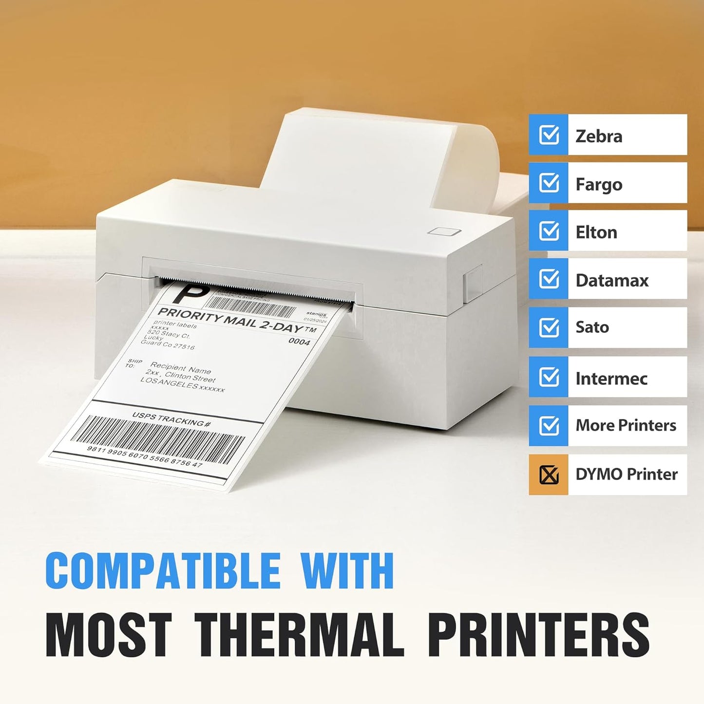 Fanfold 4" x 6" Direct Thermal Labels 1000 Thermal Printer Paper 2 Stacks Shipping Labels