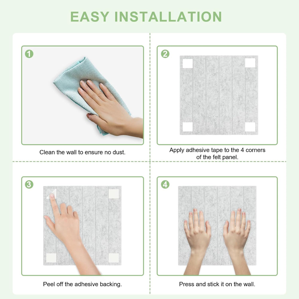 12 Pack Large Cork Board for Walls, Slat Wall Paneling, 48" X 36" Felt Bulletin Board Tiles with Safe Removable Adhesive Tabs & Push Pins, Pin Board Cork Board Wall Organizer for Office - Light Grey