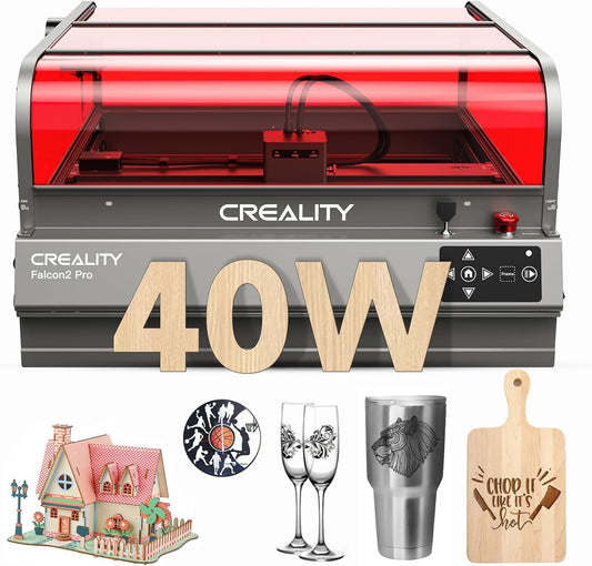 Creality Laser Engraver Falcon2 Pro 40W, Desktop Diode Laser Cutter and Engraver Machine with Enclosure,Smart Camera,Air Assist,Engraving Machine for Wood Acrylic Leather Stone(Laser 40W)