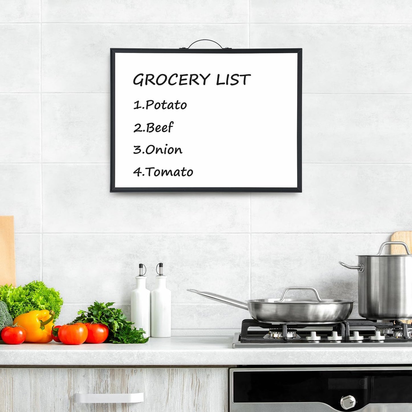 TSJ OFFICE White Board Calendar - 12 X 16 Inches Magnetic Dry Erase Board Monthly Calendar, Double Sided Whiteboard with a Handle, to Do List Notepad for Office, Home, School, Black Aluminum Frame