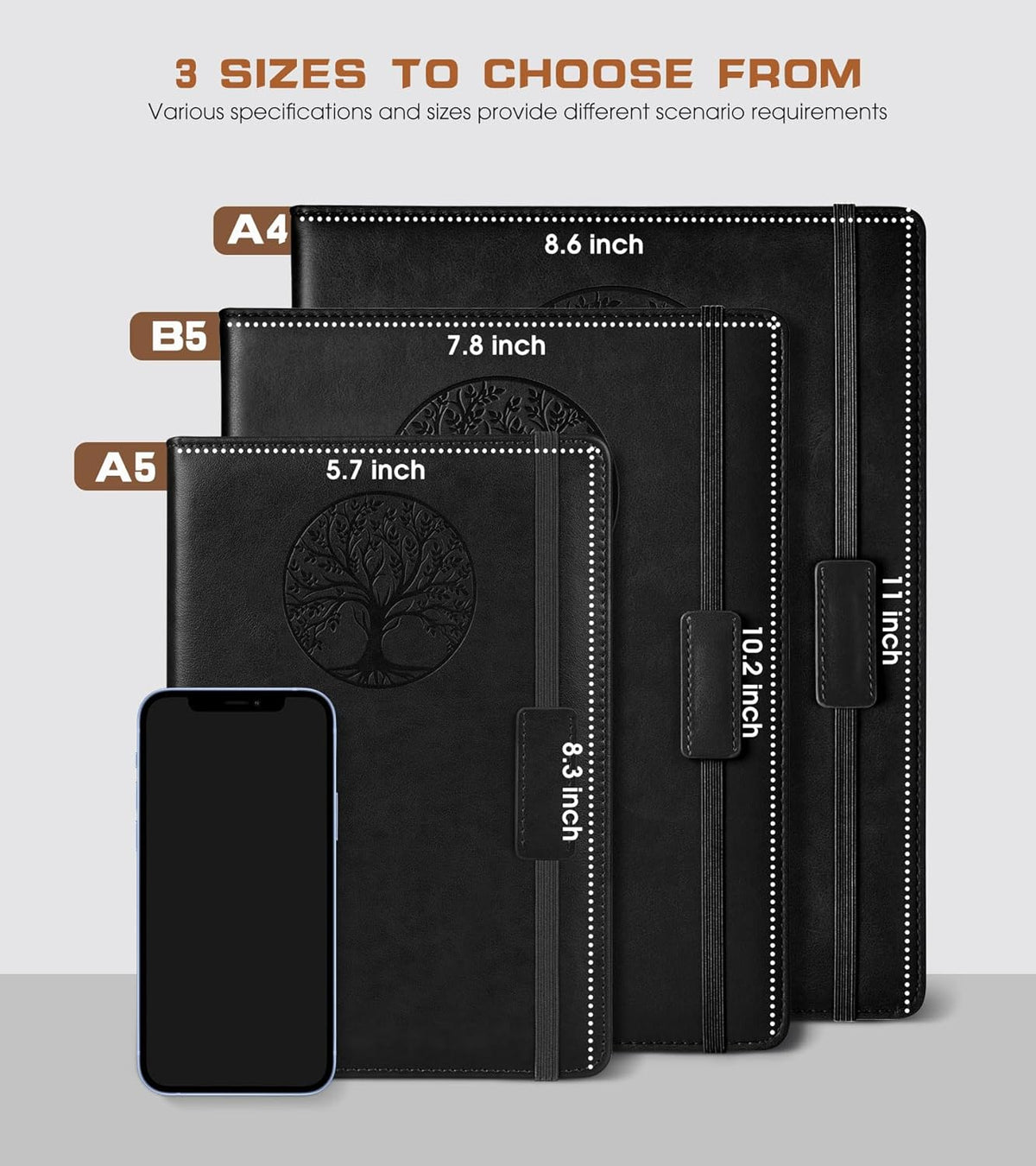 Lined Journal Notebook for Women Men,256 Pages B5 Large Hardcover Leather Journals for Writing,Travel,Business,Work,School,College Ruled Notebooks for Note Taking,Diary Notepad 7.8"×10.2"