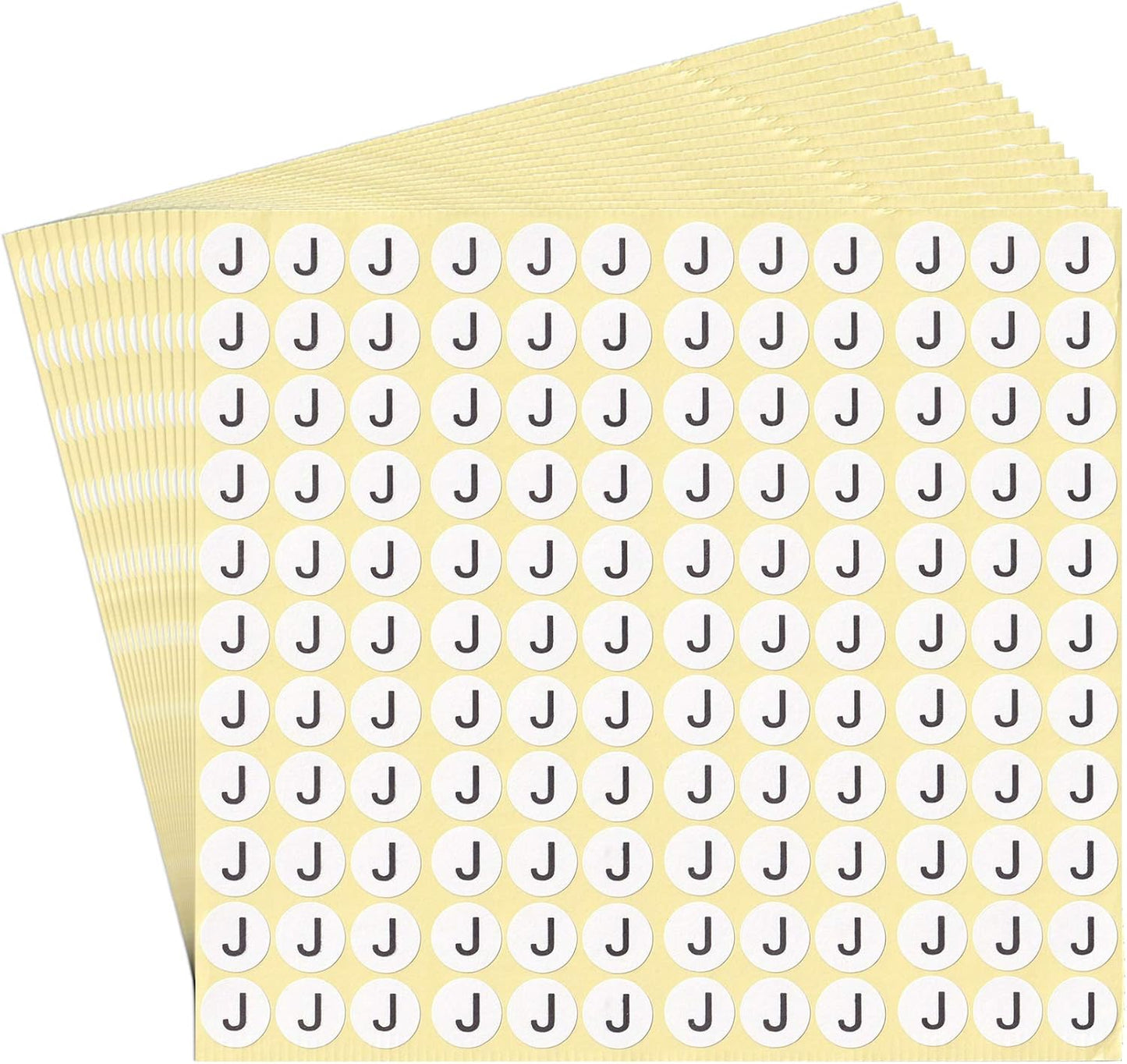 dealzEpic - Alphabet Stickers of The Letter J - Small Round Paper Self-Adhesive Peel and Stick Letter Labels - Set of 15 Sheets