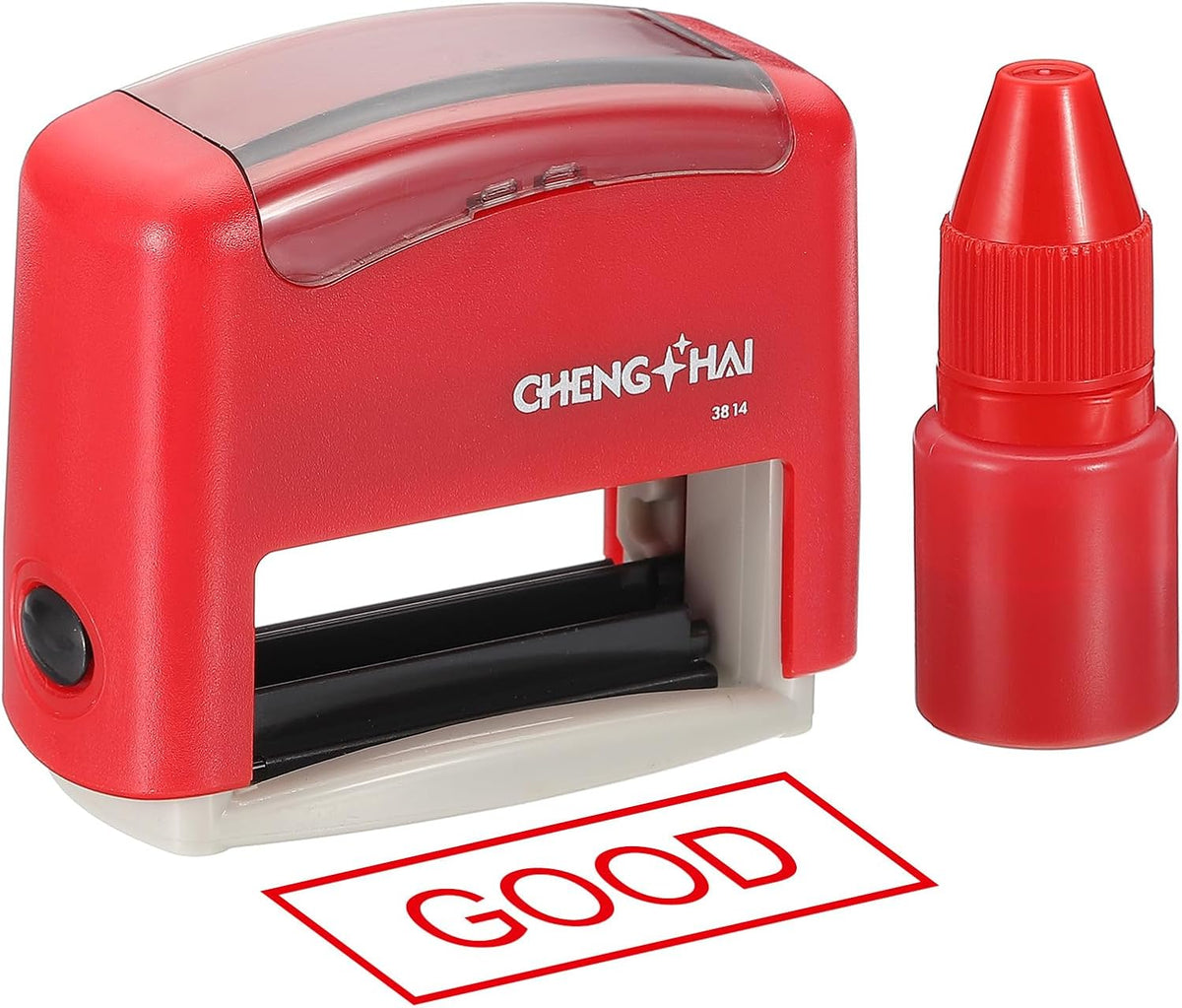 YOKIVE Good Self Inking Rubber Stamp, Office Ink Business Stamp for Office Documents, Paperwork, Warehouse, Label (Red)