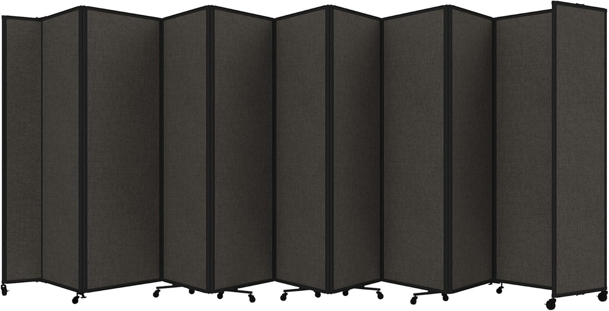 Versare Room Divider 360 Portable Wall Partition | Folding Panels | Large Freestanding Divider | Locking Wheels | Temporary Room Separator | 25' x 7'6'', Mocha