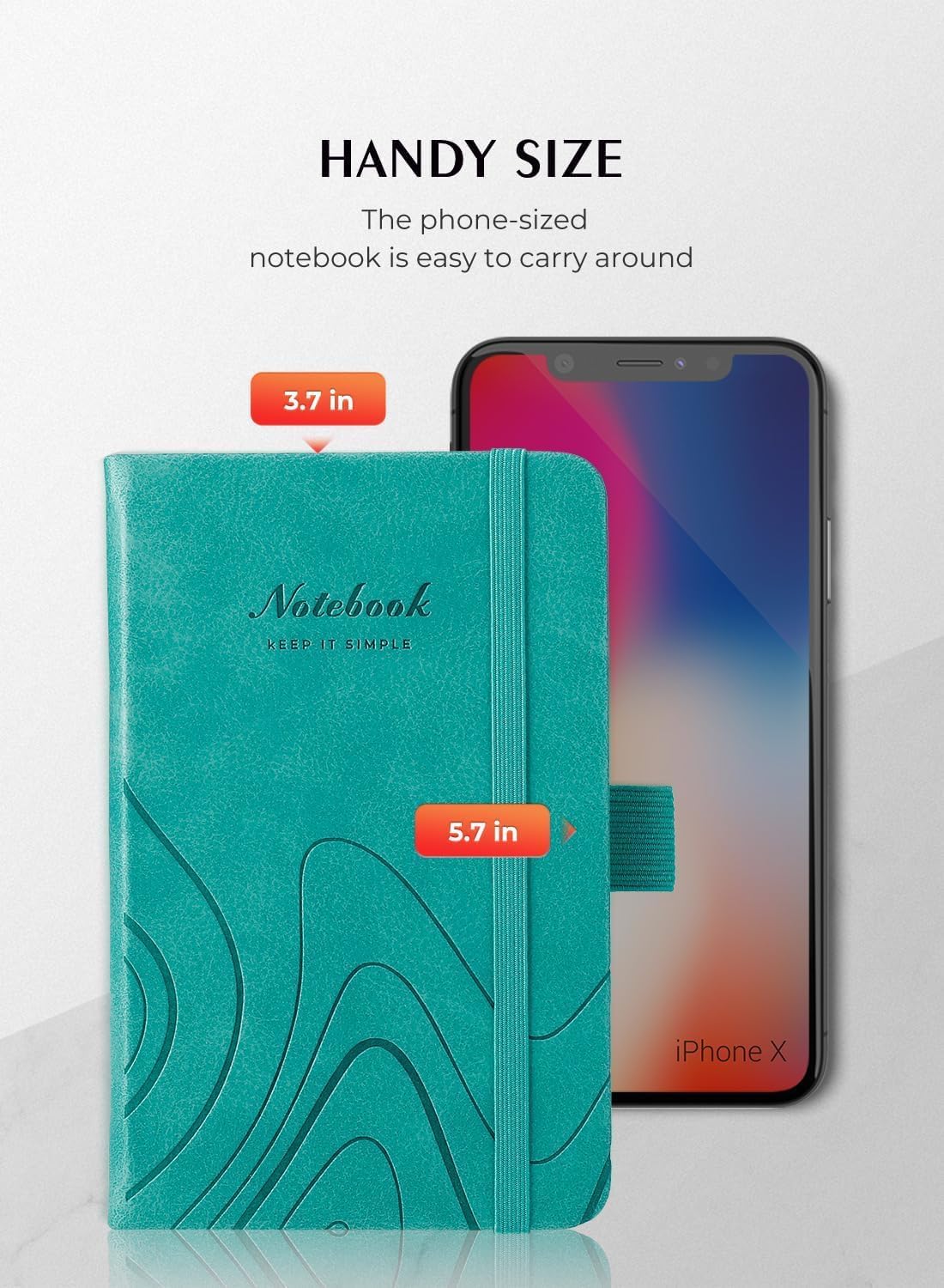 AISBUGUR Pocket Notebook, Small Notebook, 2-Pack Total 320 Pages,3.7" x 5.7" Pocket Notebook (2 Pack, Turquoise Wave)