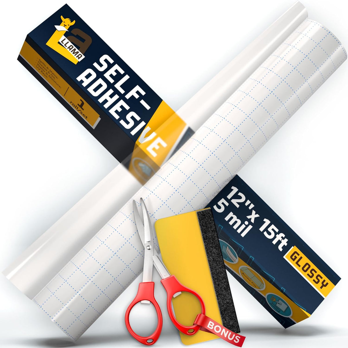 Self Adhesive Laminating Roll 12” x 15ft - 5 MIL Multipurpose Clear Laminate Vinyl Roll for Stickers