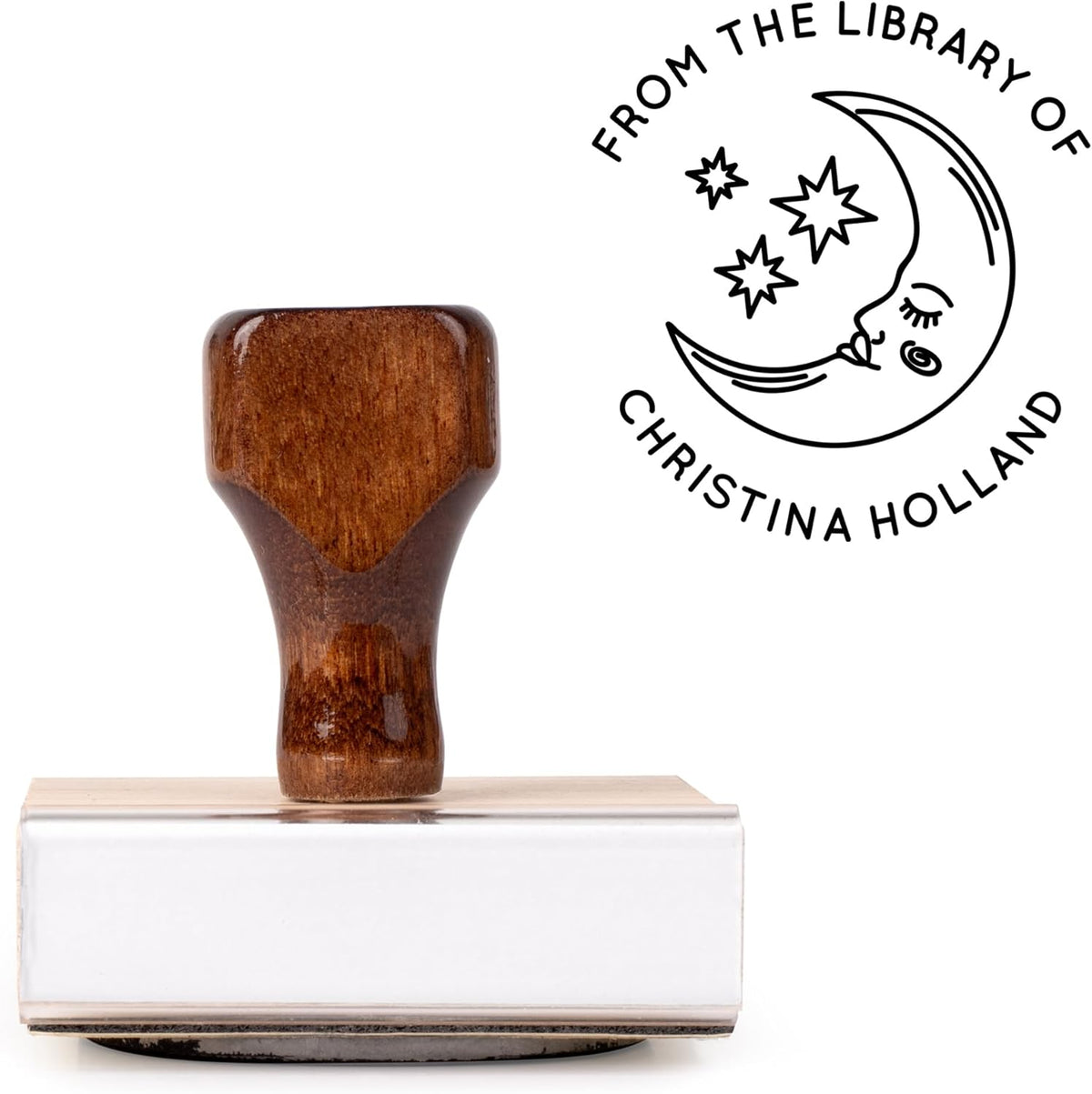 from The Library of Embossers & Stamps for Fantasy Book Readers | Custom Embosser | Custom Stamp | Ex Libris | Elevate Your Fantasy Collection of Stories and Novels (Design 12, Wood Hand Stamp)