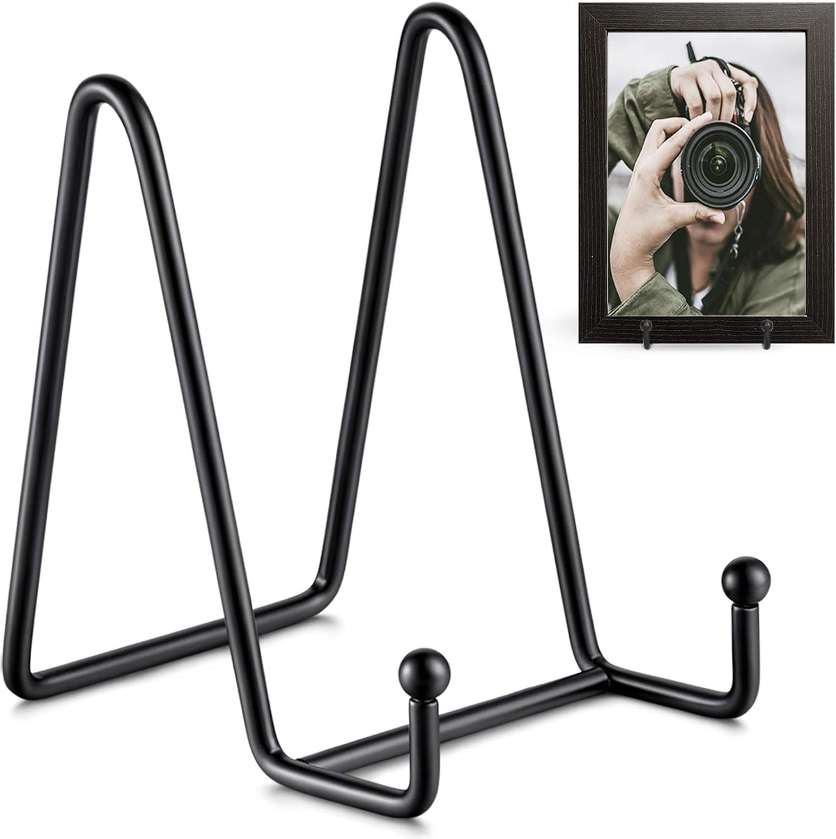 TR-LIFE Plate Stands for Display - 4.5 Inch Plate Holder Display Stand + Metal Frame Holder Stand for Picture, Decorative Plate, Book, Photo Easel