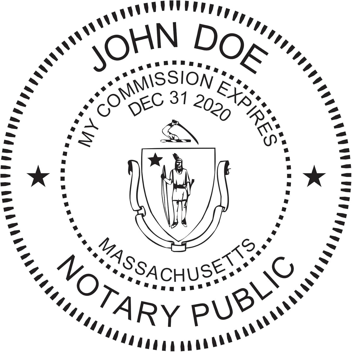 MaxMark Round Notary Pre-Inked Stamp for State of Massachusetts