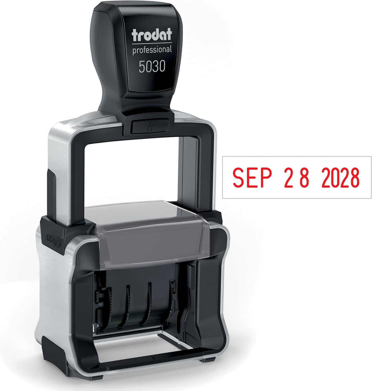 Trodat 5030 Professional 4.0 Date Only Stamp, Self Inking, Impression Size 1-5/8” x 3/8” (Red)