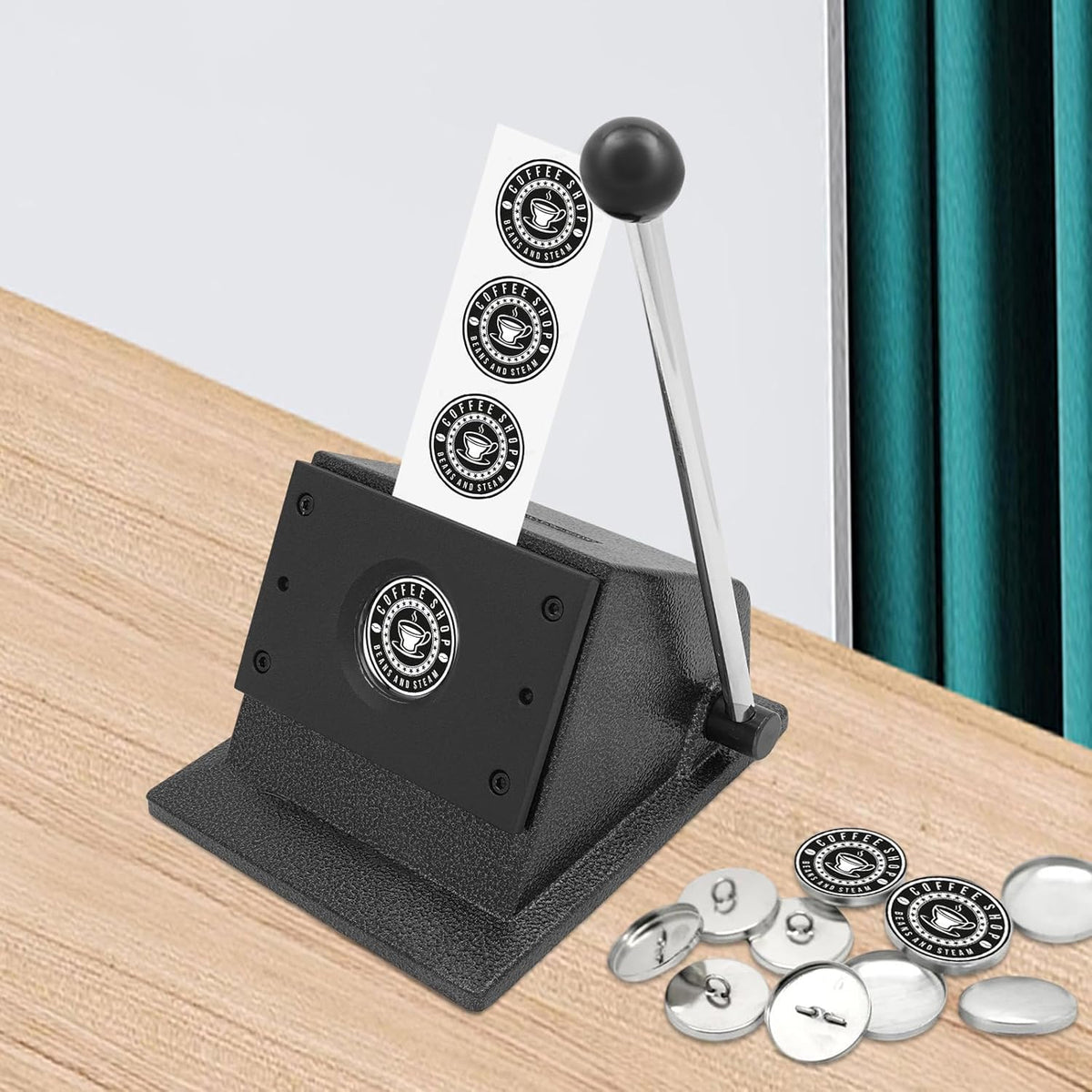 1.46" /37mm Button Paper Cutter, Round Punch Die Cutter, Professional Badge & Medal Cutting Machine, Manual Circle Cutter for Paper, Cardboard & Thin Leather