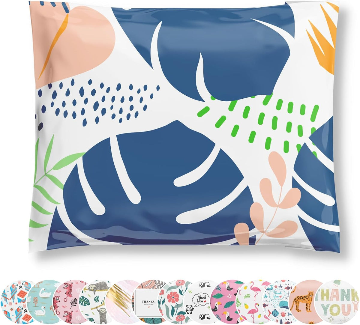 Poly Mailers 10x13 100 Pack | Self-Sealing Shipping Bags Envelopes for Small Business | Waterproof Durable Packaging | Floral Palm | Green Blue | à la mode Mailers