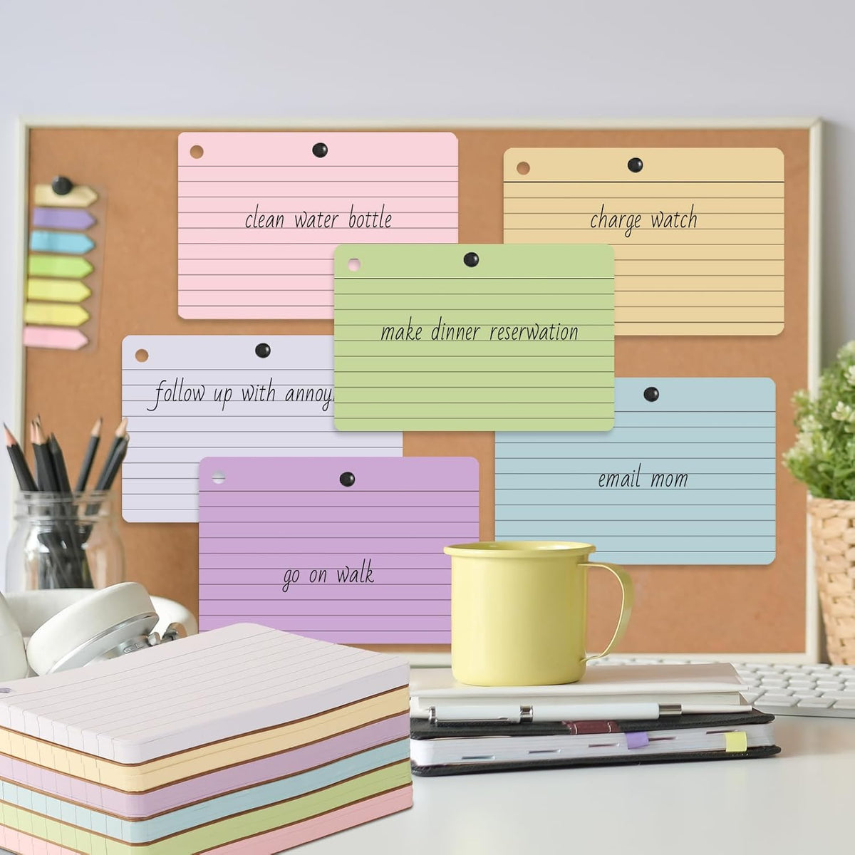 12 Pack Lined Index Cards 4 x 6 Inches, 720 PCS Colored Ruled Index Flashcards Lined Flash Cards with Rings, Note Cards Punched for Study, Office and Home
