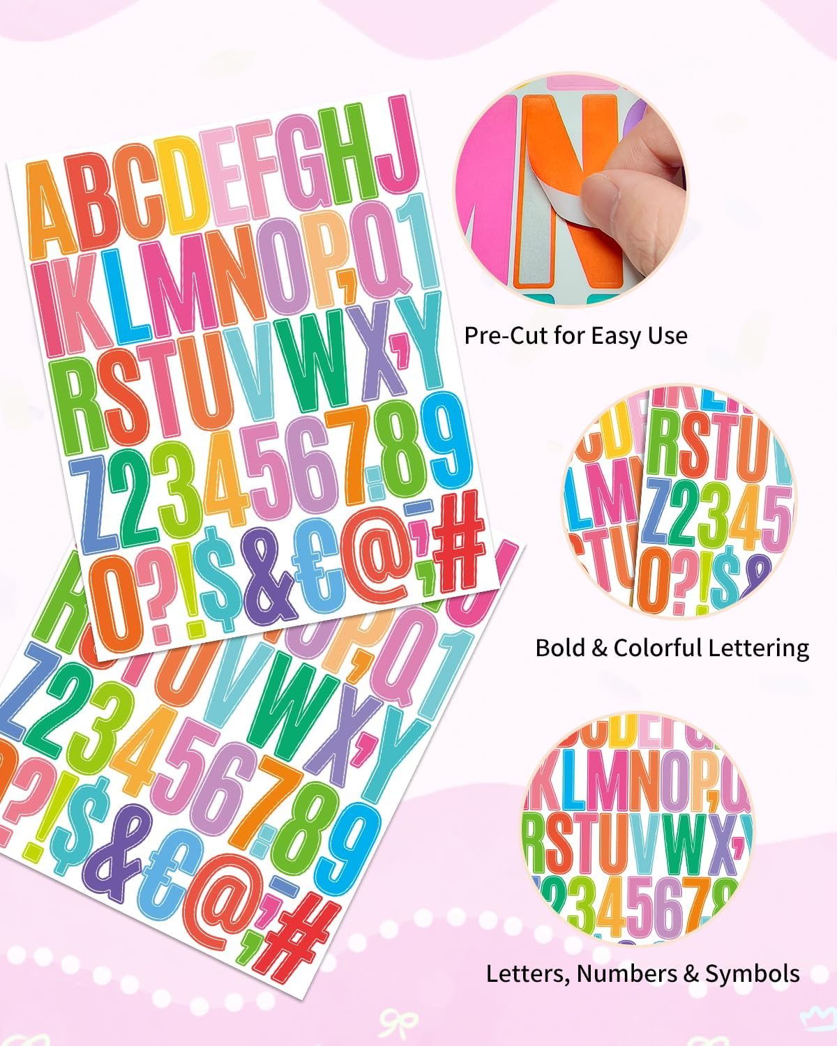 Uniclife 10 Sheets Letter Stickers, 500 Pcs Scrapbook Stickers, 2 Inch Vinyl Number Alphabet Sticker, Self-Adhesive Stick on Letters for Mailbox Bottles Crafts Posters Decor