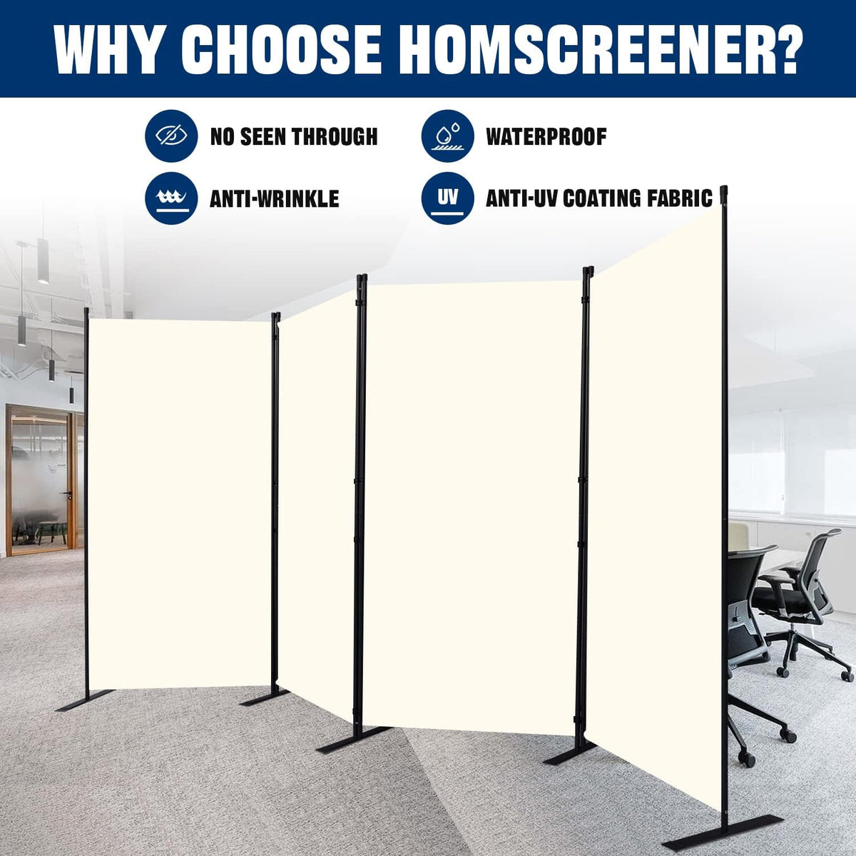 Room Divider 6FT Portable Room Dividers and Folding Privacy Screens, 136'' W Fabric Divider for Room Separation, 4 Panel Partition Room Dividers Freestanding Wall Divider Screen for Dorm Studio Office
