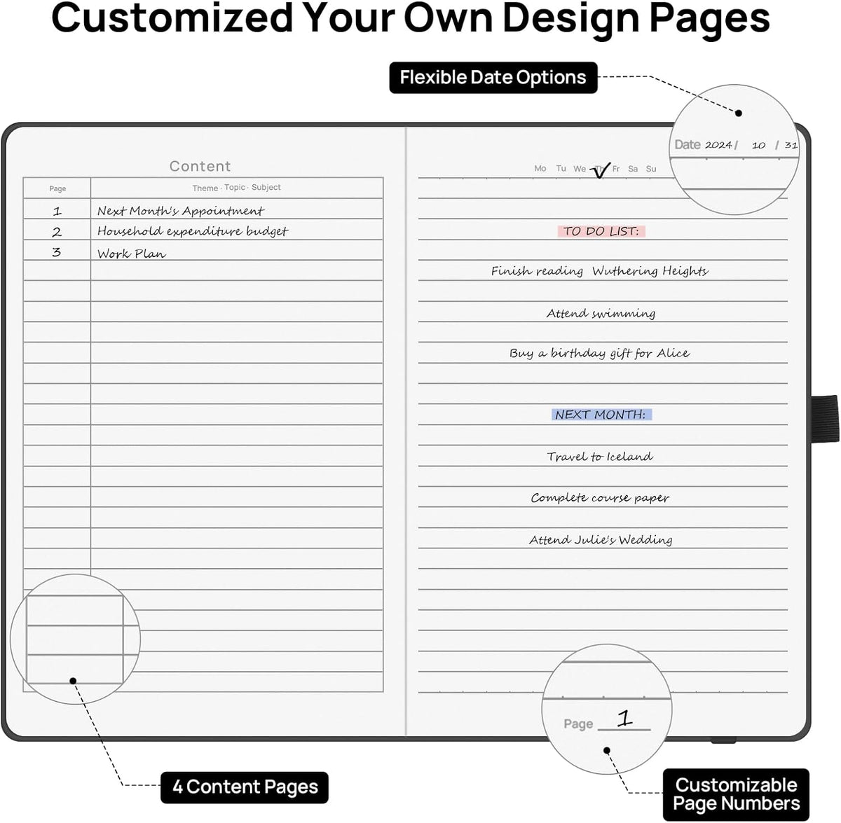 Lined Journal Notebooks for Work, Travel, College, A5 Size 100 GSM Thick Paper, Classic Ruled Journaling Notebook, Hardcover Notepad for Writing 160 Pages, 5.5 x 8.3 inch, Black
