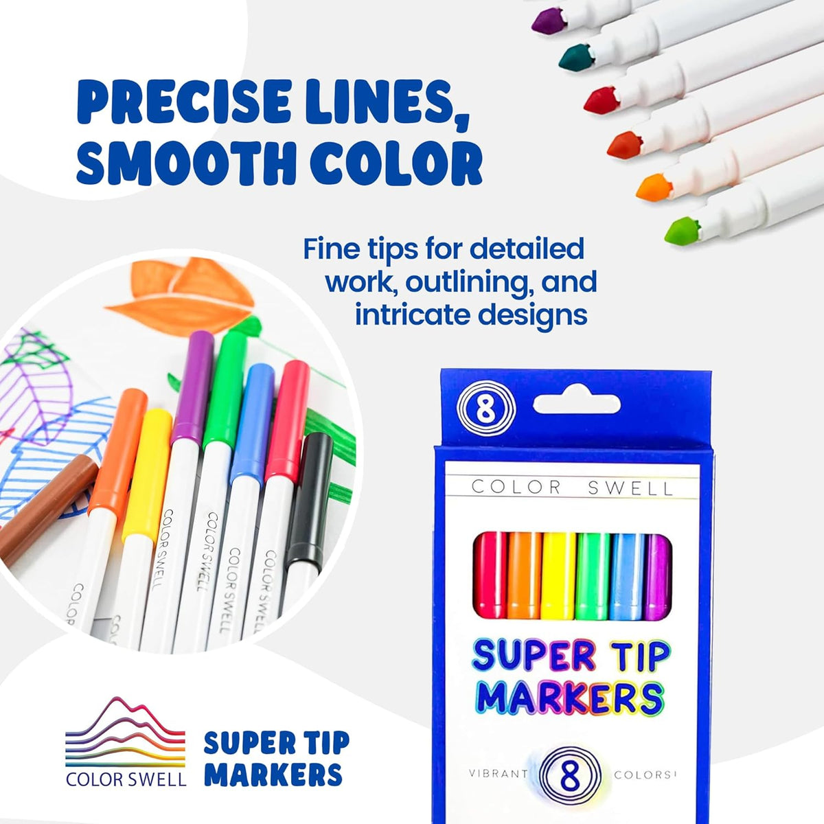 Color Swell Super Tip Washable Bulk Markers Pack 50 Boxes of 8 Vibrant Colors (400 Total Markers) Perfect for Kids, Parties, Classrooms