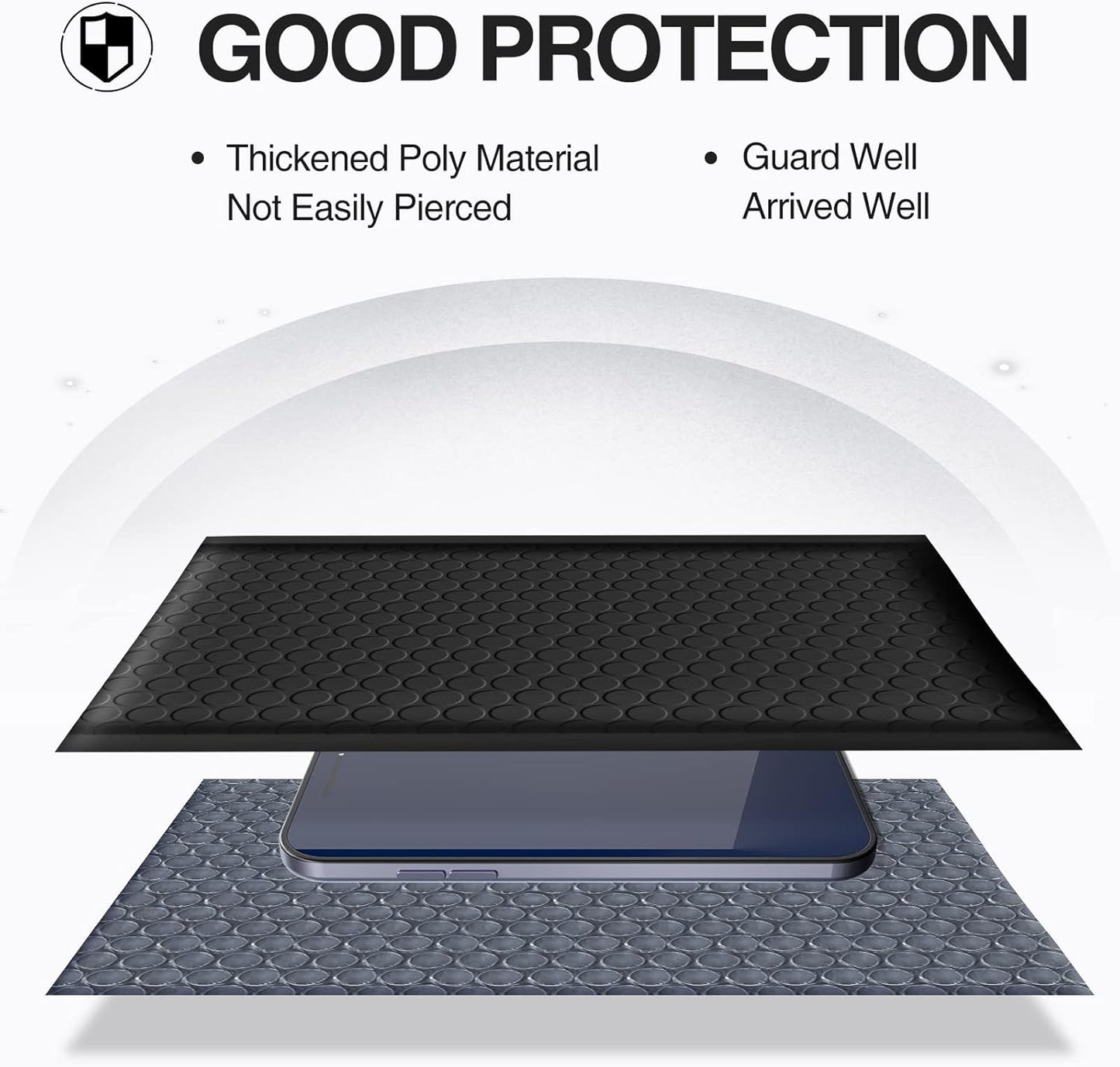 UCGOU Bubble Mailers 10.5x16 Inch 40 Pack Usable Size 10.5x15 Inch Large Padded Envelopes Black Waterproof Packaging Bags for Shipping Self Seal Strong Adhesion Envelopes for Jewelry Makeup Supplies